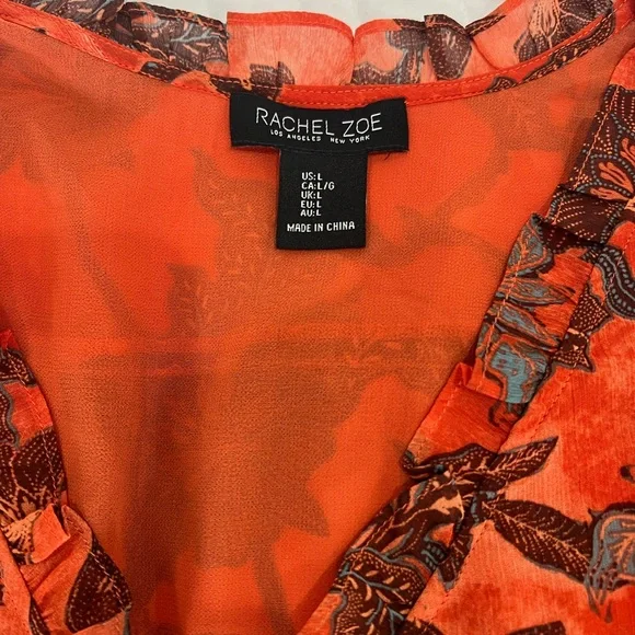 Rachel Zoe Orange and Black Floral Blouse - Picture 4 of 7